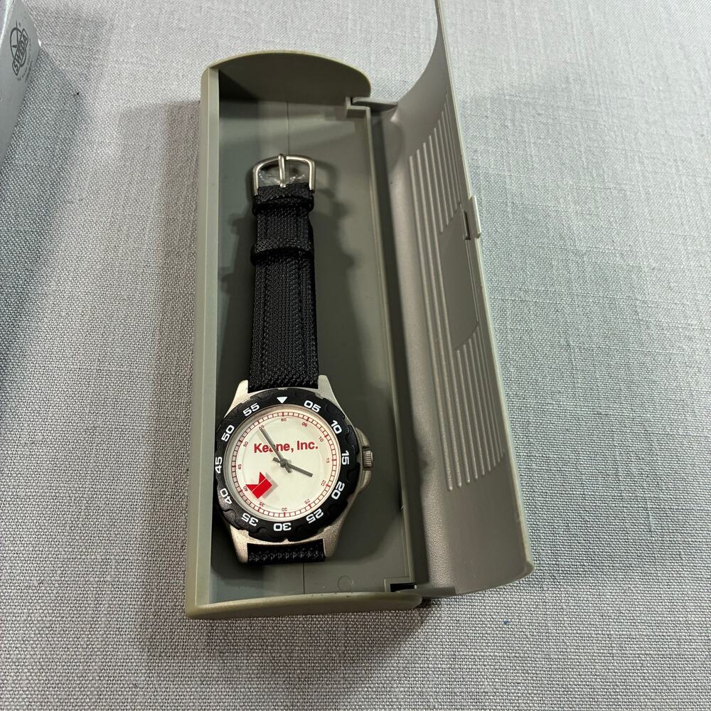 Sweda Keane Inc Promotional Quartz Watch Black Strap Needs Battery w/ Case